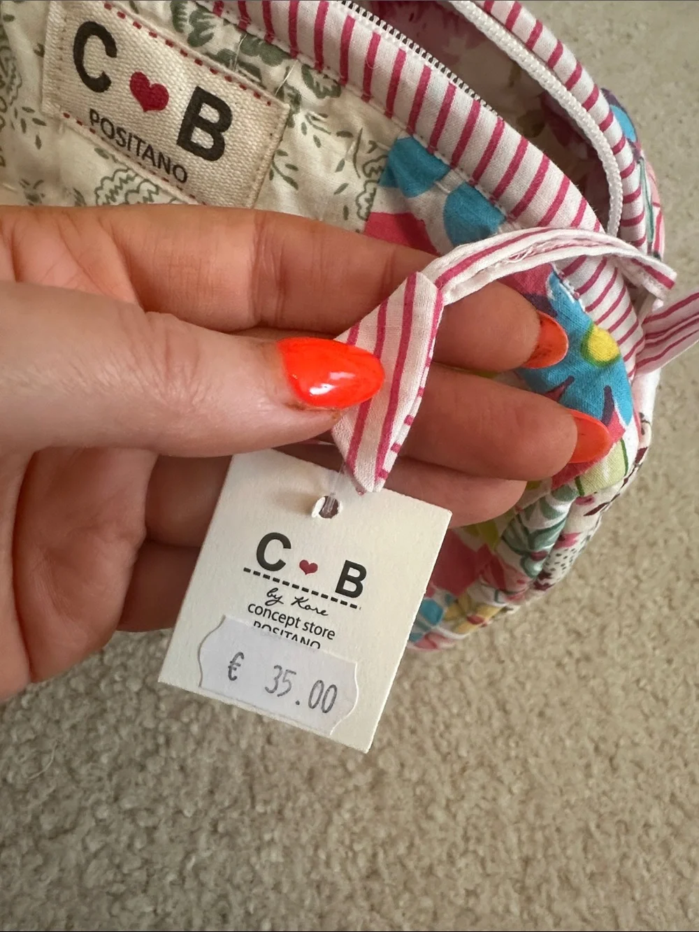 C·B Positano Pink Floral Quilted Cosmetic Pouch